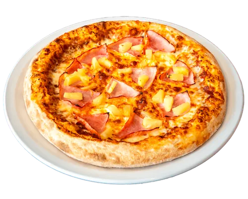 Pizza Hawaii auf einem Teller