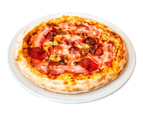 Pizza Meat Lovers auf einem Teller