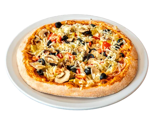 Vegane Pizza auf einem Teller