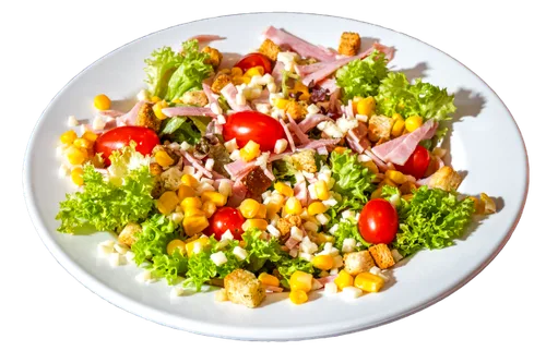 Chef Salat mit Schinken, Mais und Croutons